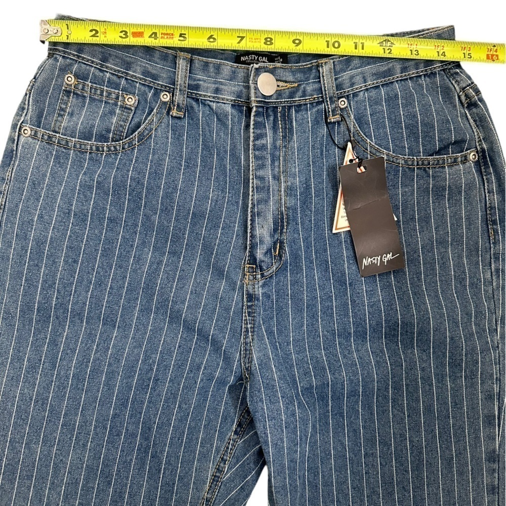 Nasty Gal High Waisted Denim Striped Mom Jeans Size 6 - Picture 10 of 16